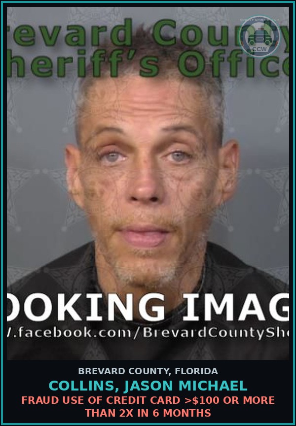 Booking mugshot of COLLINS, JASON MICHAEL in Brevard County