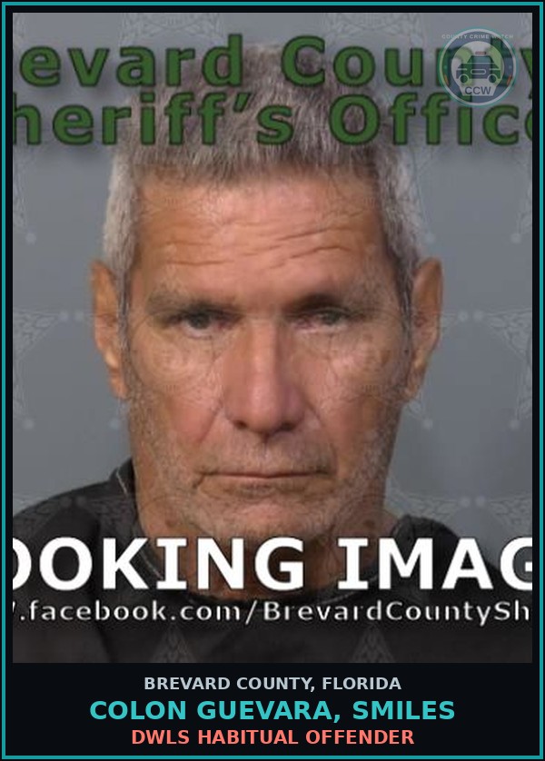 Booking mugshot of Colon Guevara, Smiles in Brevard County