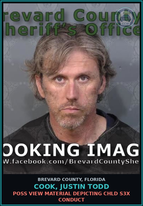 Booking mugshot of COOK, JUSTIN TODD in Brevard County