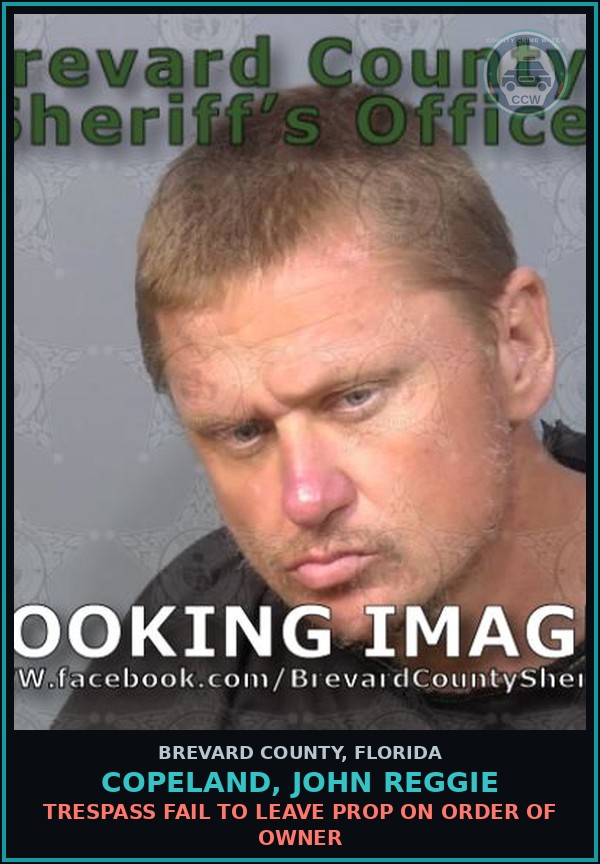 Booking mugshot of Copeland, John REGGIE in Brevard County