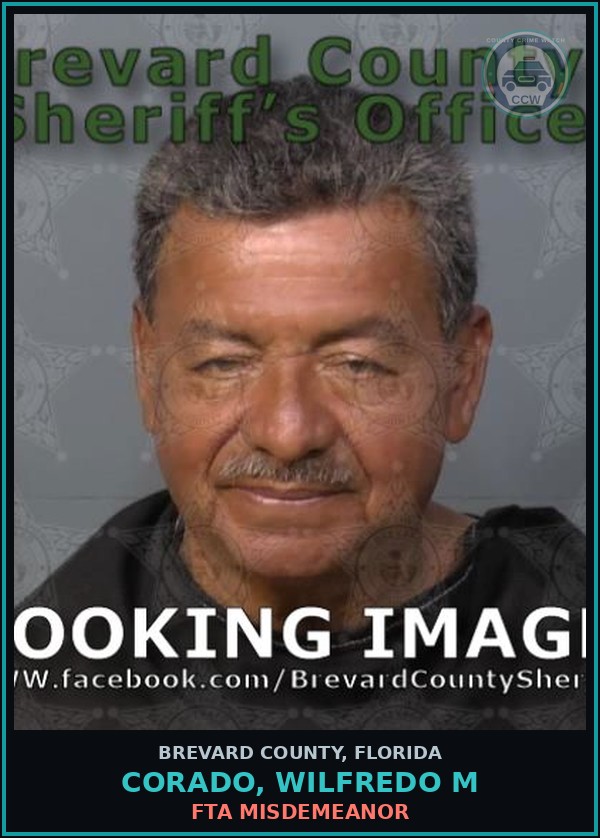 Booking mugshot of Corado, Wilfredo M in Brevard County