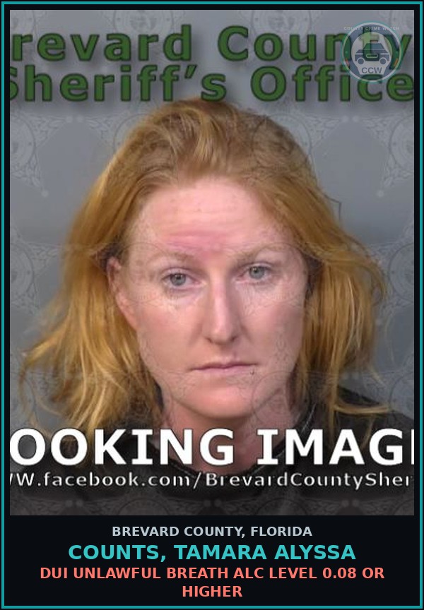 Booking mugshot of COUNTS, TAMARA ALYSSA in Brevard County