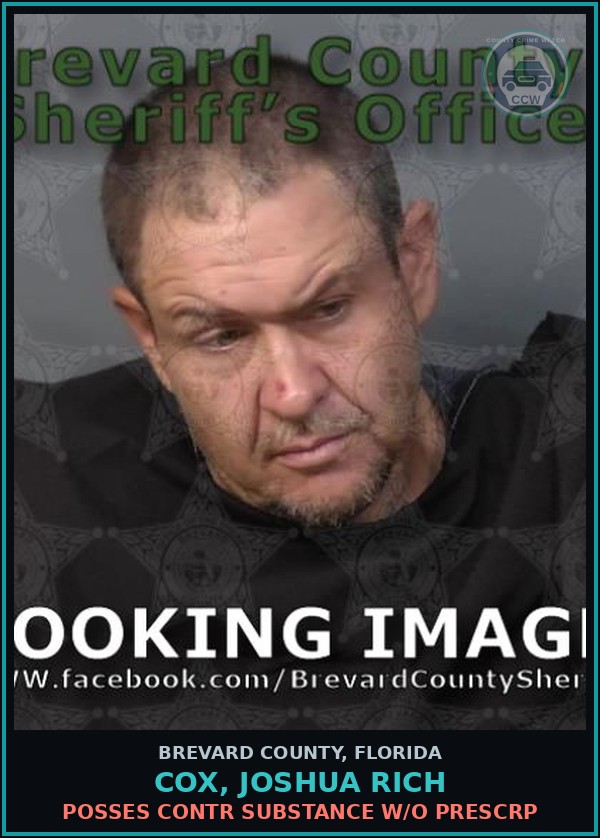 Booking mugshot of COX, JOSHUA RICH in Brevard County