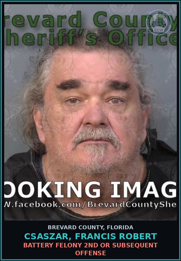 Booking mugshot of Csaszar, Francis Robert in Brevard County