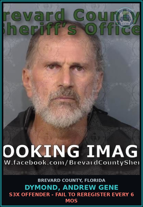 Booking mugshot of DYMOND, ANDREW GENE in Brevard County