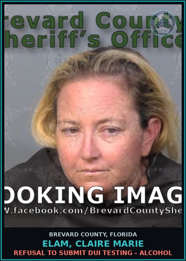 Booking mugshot of Elam, Claire Marie in Brevard County