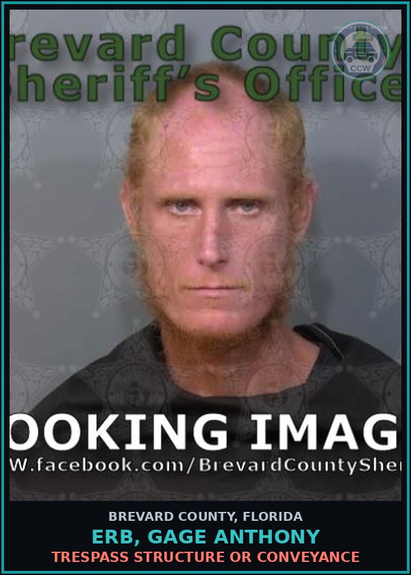 Booking mugshot of Erb, Gage Anthony in Brevard County