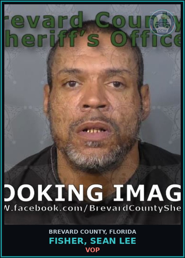 Booking mugshot of Fisher, Sean Lee in Brevard County