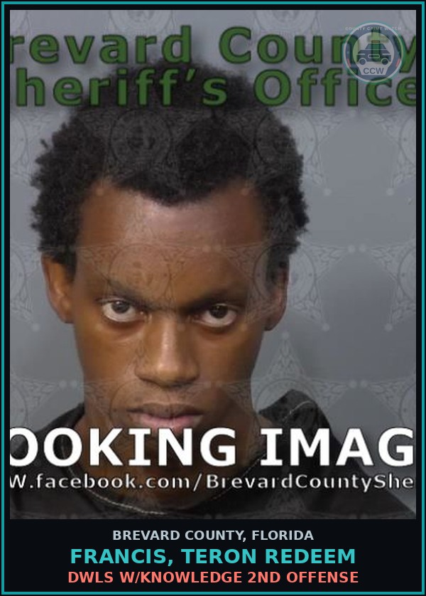 Booking mugshot of Francis, Teron Redeem in Brevard County