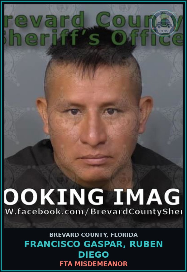 Booking mugshot of FRANCISCO GASPAR, RUBEN DIEGO in Brevard County