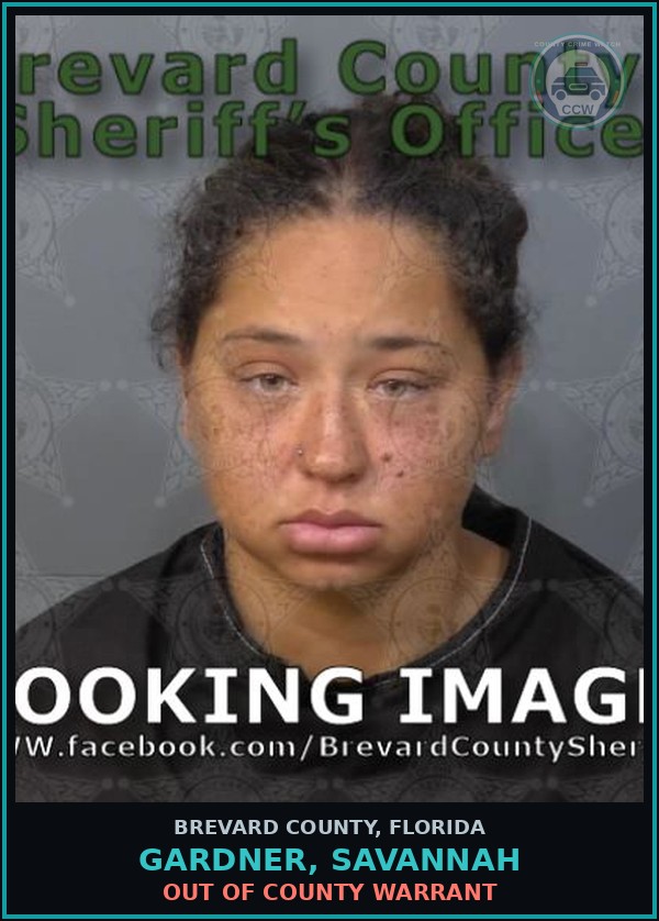 Booking mugshot of GARDNER, SAVANNAH in Brevard County