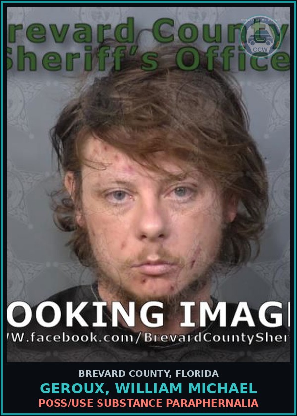 Booking mugshot of Geroux, William Michael in Brevard County