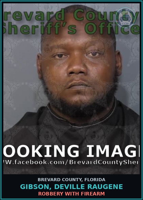 Booking mugshot of Gibson, Deville Raugene in Brevard County