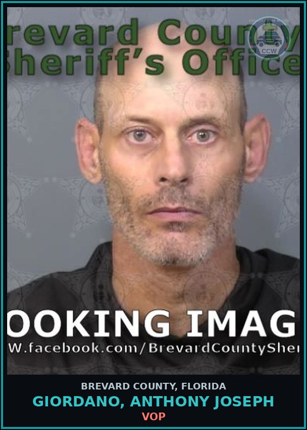 Booking mugshot of Giordano, Anthony Joseph in Brevard County