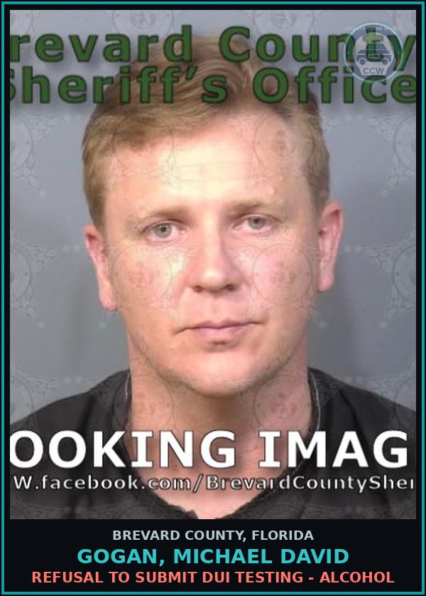Booking mugshot of GOGAN, MICHAEL DAVID in Brevard County