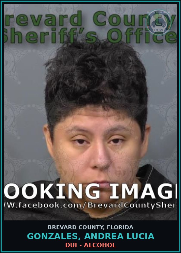 Booking mugshot of Gonzales, Andrea Lucia in Brevard County