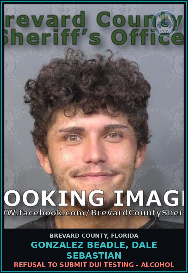 Booking mugshot of Gonzalez Beadle, Dale Sebastian in Brevard County
