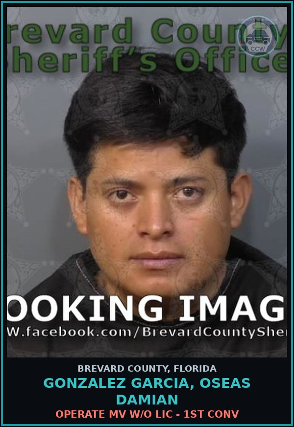 Booking mugshot of GONZALEZ GARCIA, OSEAS DAMIAN in Brevard County