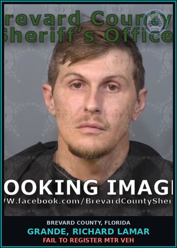 Booking mugshot of GRANDE, RICHARD LAMAR in Brevard County