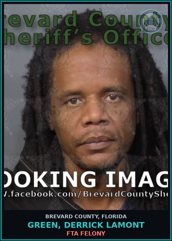 Booking mugshot of GREEN, DERRICK LAMONT in Brevard County