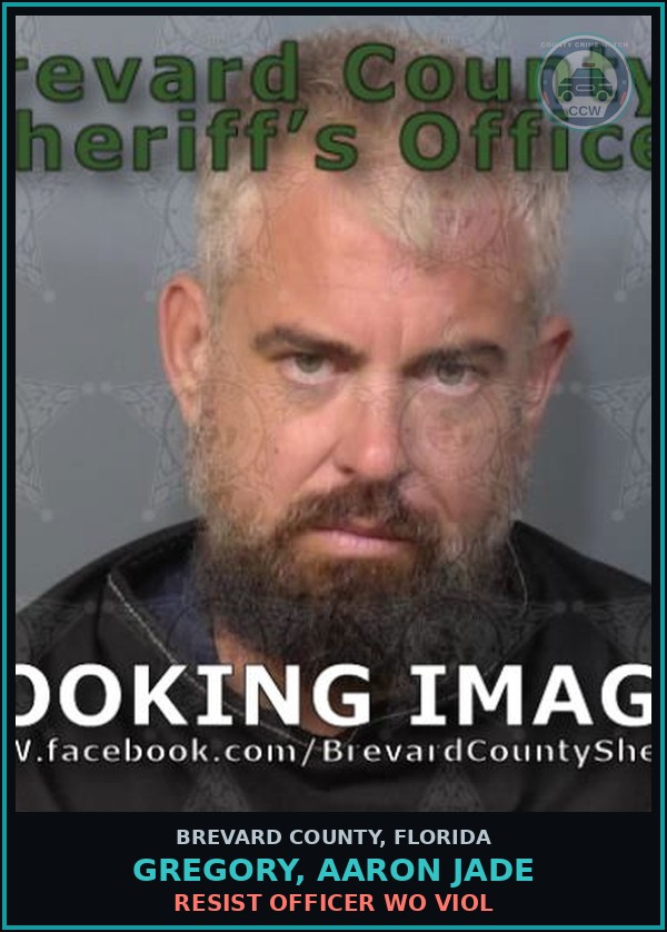 Booking mugshot of GREGORY, AARON JADE in Brevard County