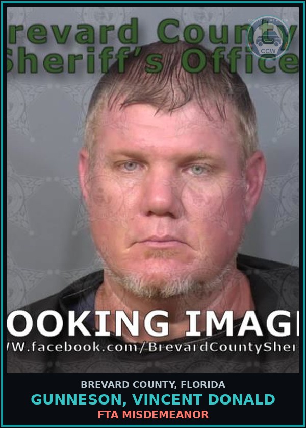 Booking mugshot of GUNNESON, VINCENT DONALD in Brevard County