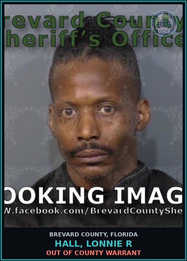 Booking mugshot of HALL, LONNIE R in Brevard County
