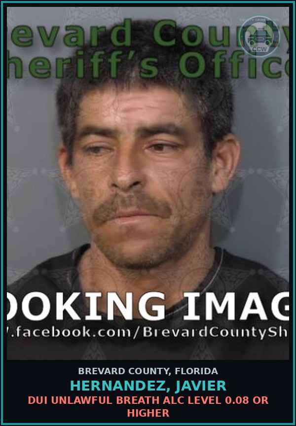Booking mugshot of HERNANDEZ, JAVIER in Brevard County