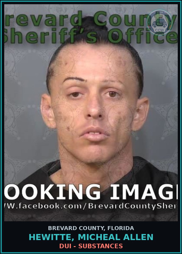 Booking mugshot of Hewitte, Micheal Allen in Brevard County