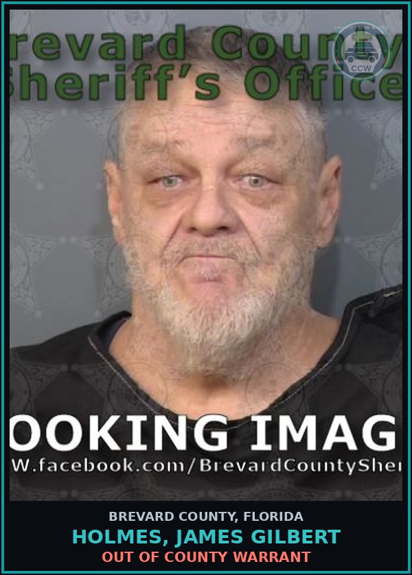 Booking mugshot of Holmes, James Gilbert in Brevard County