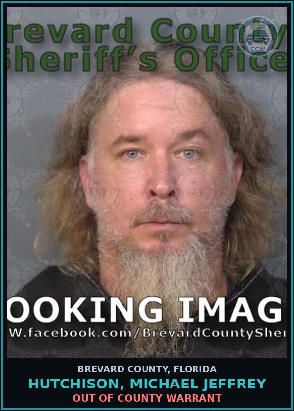Booking mugshot of HUTCHISON, MICHAEL JEFFREY in Brevard County