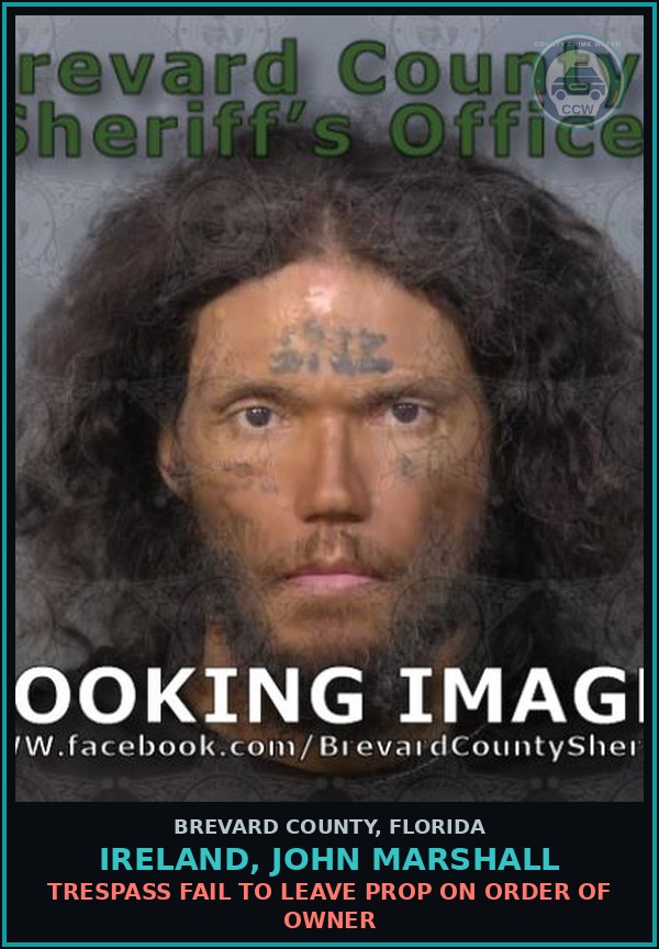 Booking mugshot of Ireland, John Marshall in Brevard County