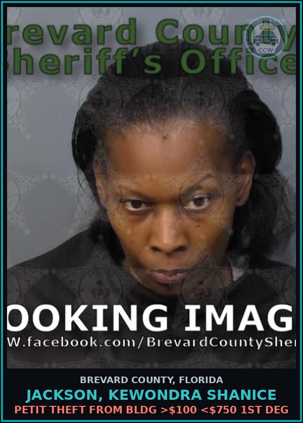 Booking mugshot of JACKSON, KEWONDRA SHANICE in Brevard County