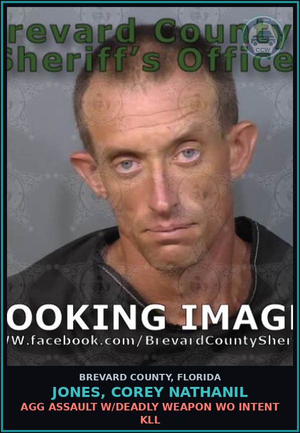 Booking mugshot of Jones, Corey Nathanil in Brevard County