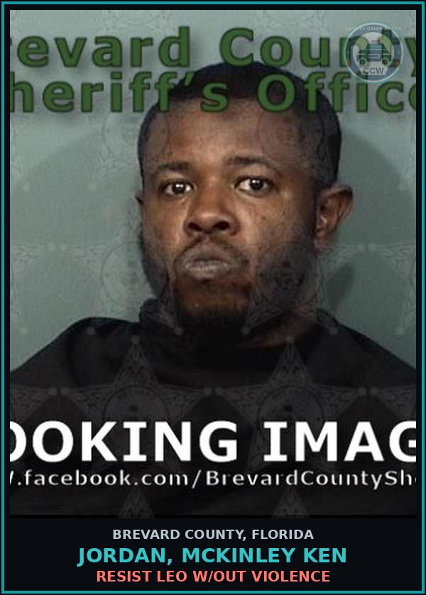 Booking mugshot of JORDAN, MCKINLEY KEN in Brevard County