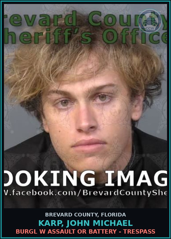 Booking mugshot of KARP, JOHN MICHAEL in Brevard County