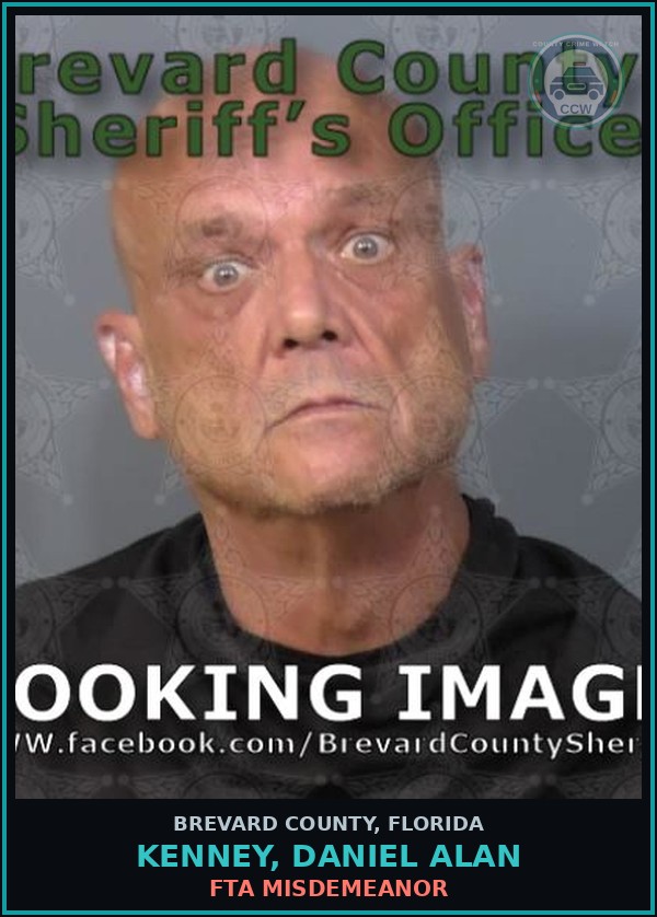 Booking mugshot of KENNEY, DANIEL ALAN in Brevard County