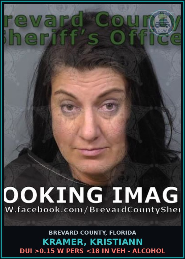 Booking mugshot of KRAMER, KRISTIANN in Brevard County