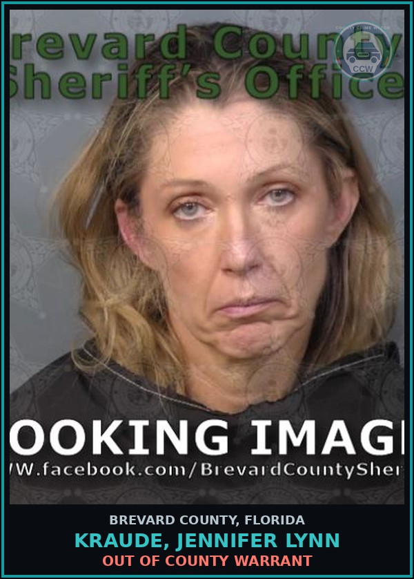 Booking mugshot of Kraude, Jennifer Lynn in Brevard County