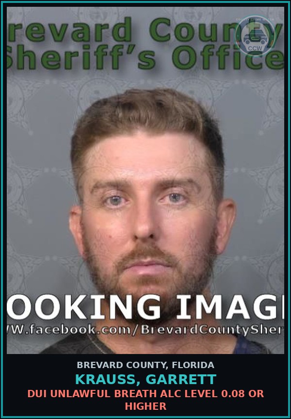 Booking mugshot of KRAUSS, GARRETT in Brevard County