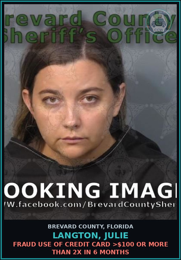 Booking mugshot of LANGTON, JULIE in Brevard County