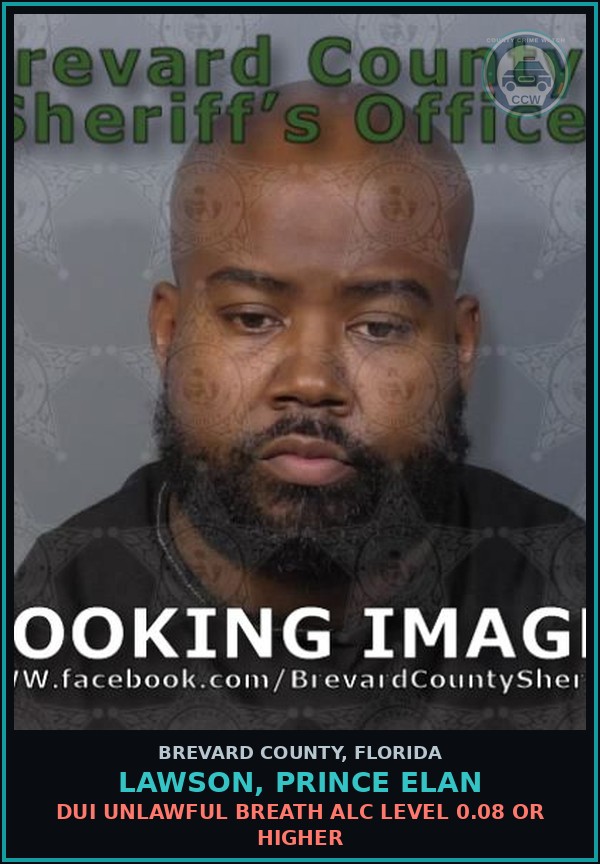 Booking mugshot of LAWSON, PRINCE ELAN in Brevard County