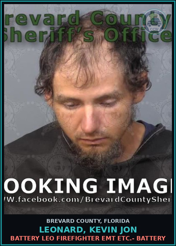 Booking mugshot of LEONARD, KEVIN JON in Brevard County