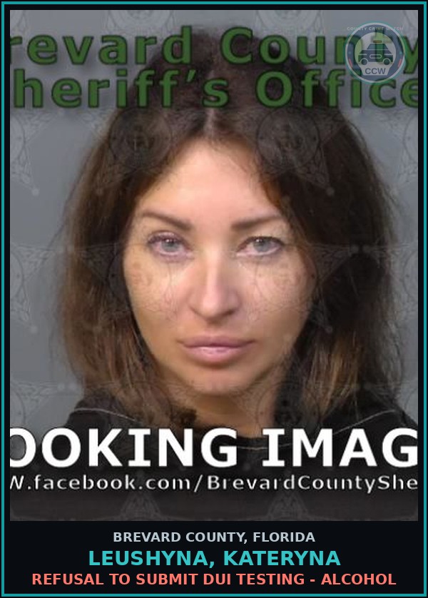 Booking mugshot of LEUSHYNA, KATERYNA in Brevard County
