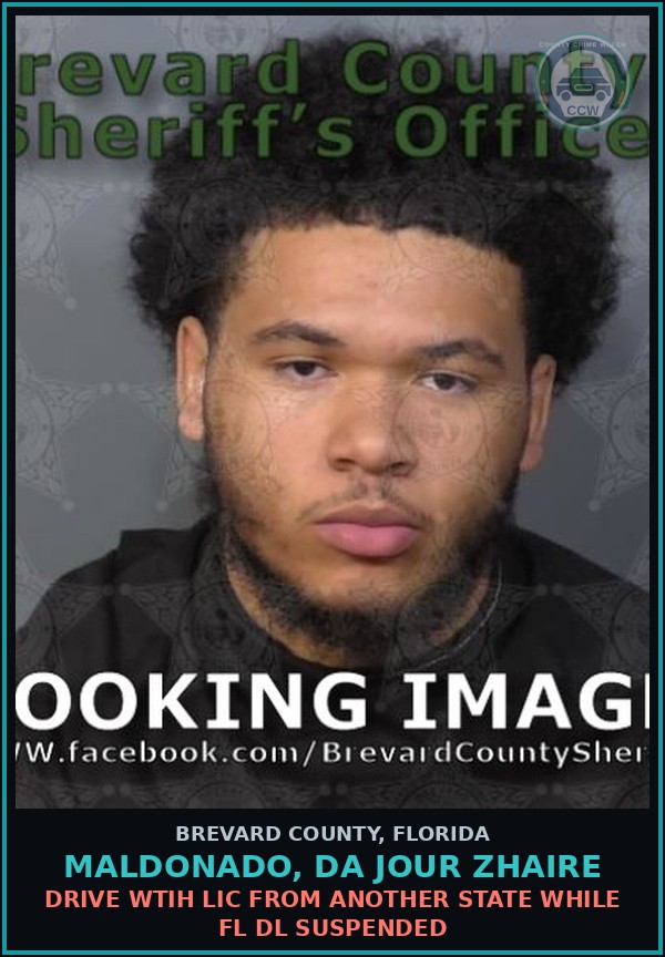 Booking mugshot of MALDONADO, DA JOUR ZHAIRE in Brevard County