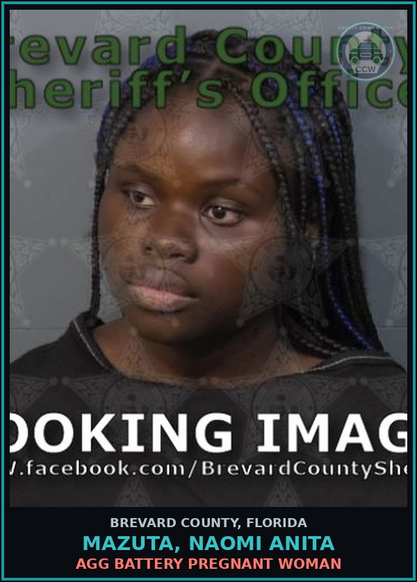 Booking mugshot of MAZUTA, NAOMI ANITA in Brevard County