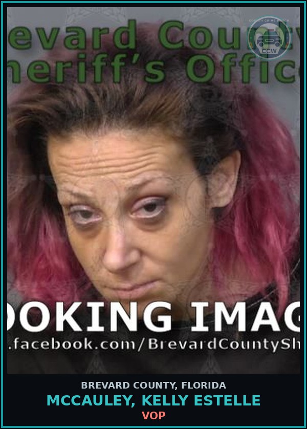 Booking mugshot of MCCAULEY, KELLY ESTELLE in Brevard County
