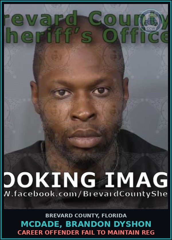 Booking mugshot of Mcdade, Brandon Dyshon in Brevard County