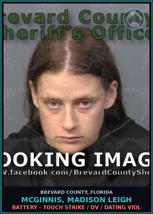 Booking mugshot of MCGINNIS, MADISON LEIGH in Brevard County