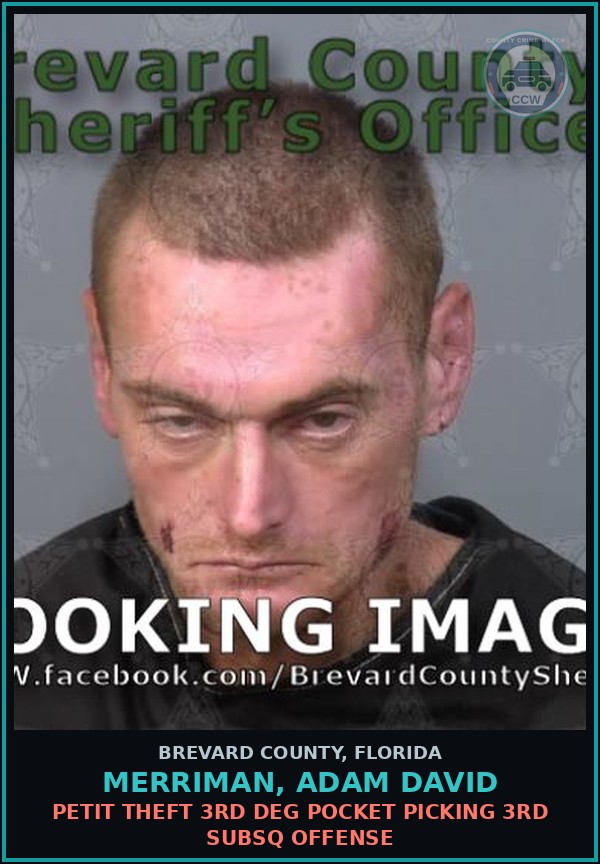 Booking mugshot of Merriman, Adam David in Brevard County